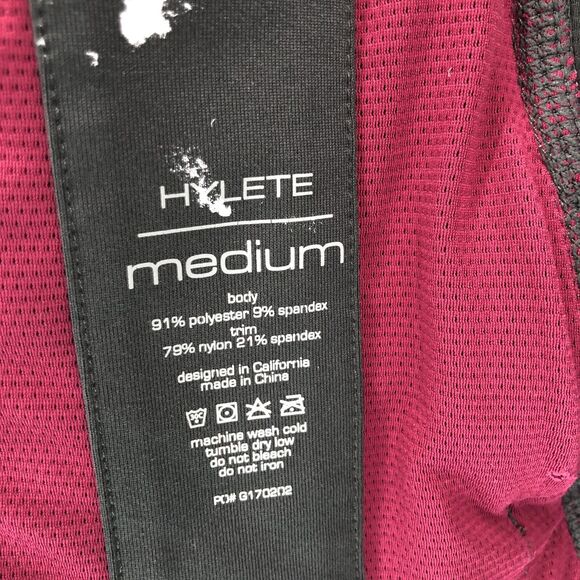 Hylete Jacket Womens Medium Gray Red Full Zip Hooded Thumb Holes Workout Gym - Picture 6 of 8